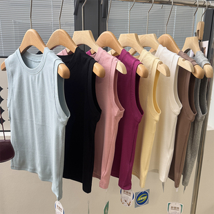 纯色背心打底衫女26春夏修身无袖T恤吊带可外穿针织圆领简约内搭