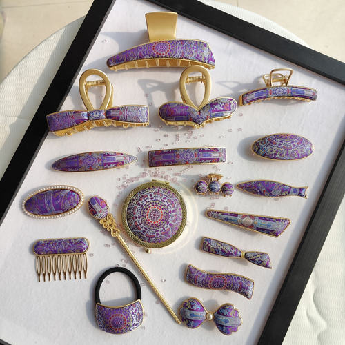 三马紫八达真丝紫色宋锦高端大气