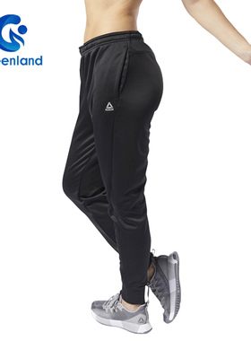 锐步Reebok女子针织棉涤透气舒适经典logo运动休闲缩口长裤D78736