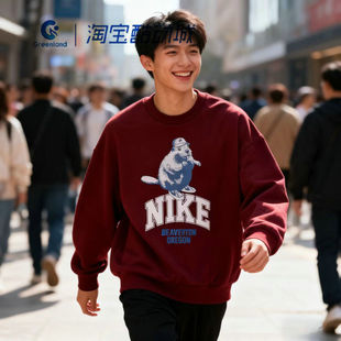 677 冬圆领卫衣宽松针织HV1746 Nike 耐克大童加绒运动衫