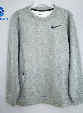 NIKE耐克男子加绒保暖灰色卫衣运动休闲圆领宽松套头衫CU7272-063
