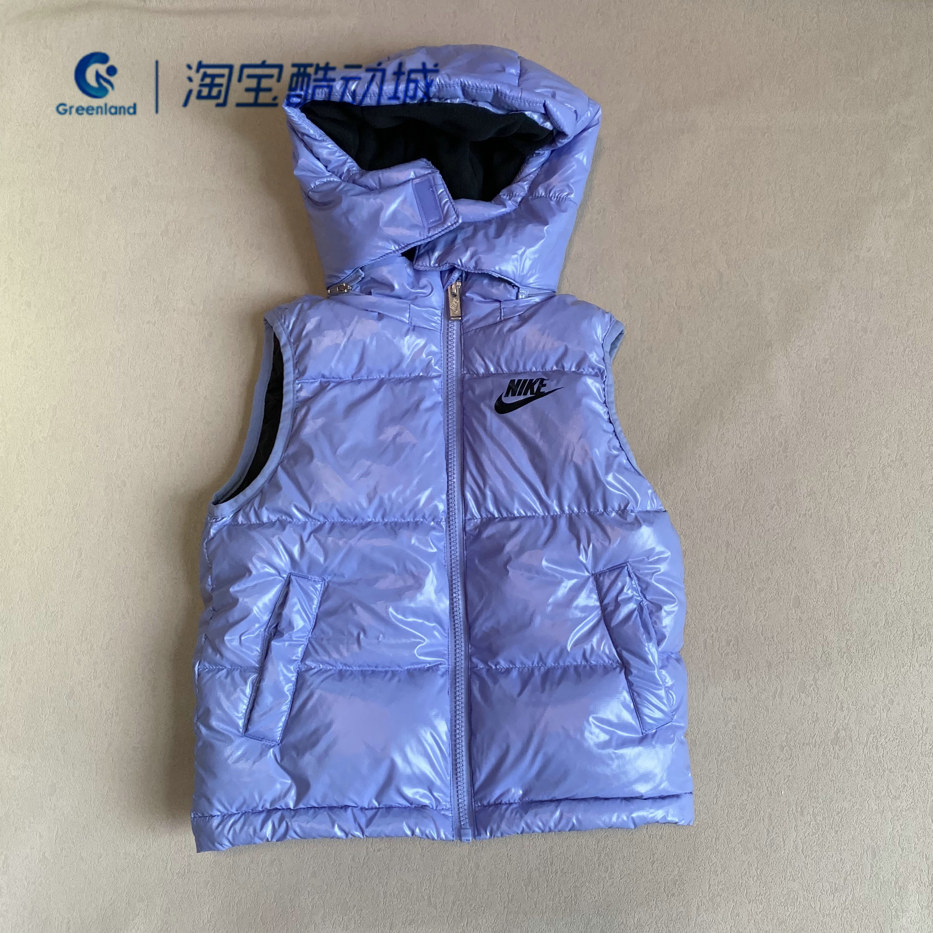 耐克儿童款舒适透气连帽羽绒马甲