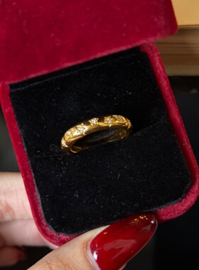 千夕足金999星星排戒黄金戒指女款七夕新年情人节生日礼物送女友