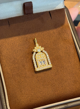 千夕 足金999幸福之门黄金吊坠女款情侣情人节七夕生日礼物送女友