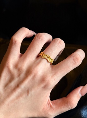 千夕足金999蕾丝皇冠黄金戒指女款送女友七夕情人节新年生日礼物