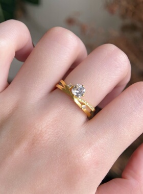 千夕 足金999交叉冰糖戒指黄金戒指女款求婚情人节生日礼物送女友