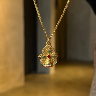 千夕 足金999金铃纳福黄金吊坠女款新年七夕情人节生日礼物送女友