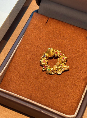 千夕 足金999破茧成蝶黄金吊坠女款情侣情人节七夕生日礼物送女友