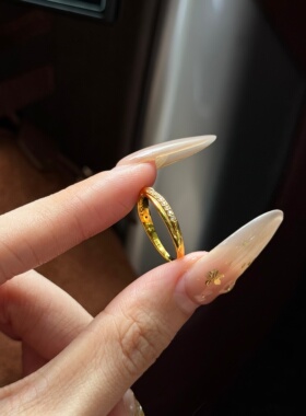 千夕足金9996D点钻扭绳戒黄金戒指女款求婚情人节生日礼物送女友