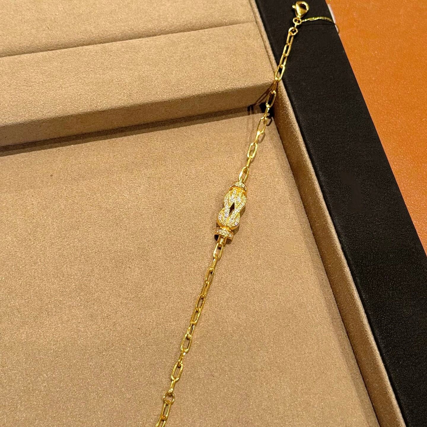 千夕 足金999 8字扣满钻手链黄金手链女款情人节生日礼物送老婆