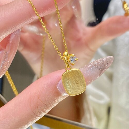 千夕 足金999拉丝冰糖项链黄金项链女款情人节生日礼物送女友老婆