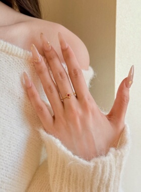 千夕足金9996D红色太阳花戒黄金戒指女款情人节生日礼物送女友