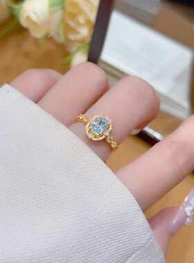 千夕 足金999冰蓝冠冕戒指黄金戒指女款求婚情人节生日礼物送女友