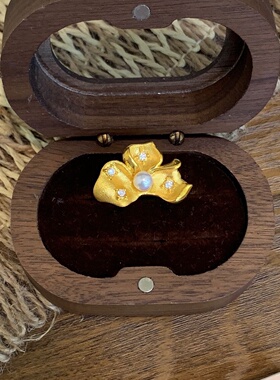 千夕足金9995D三瓣花珍珠戒黄金戒指女款送女友情人节生日礼物