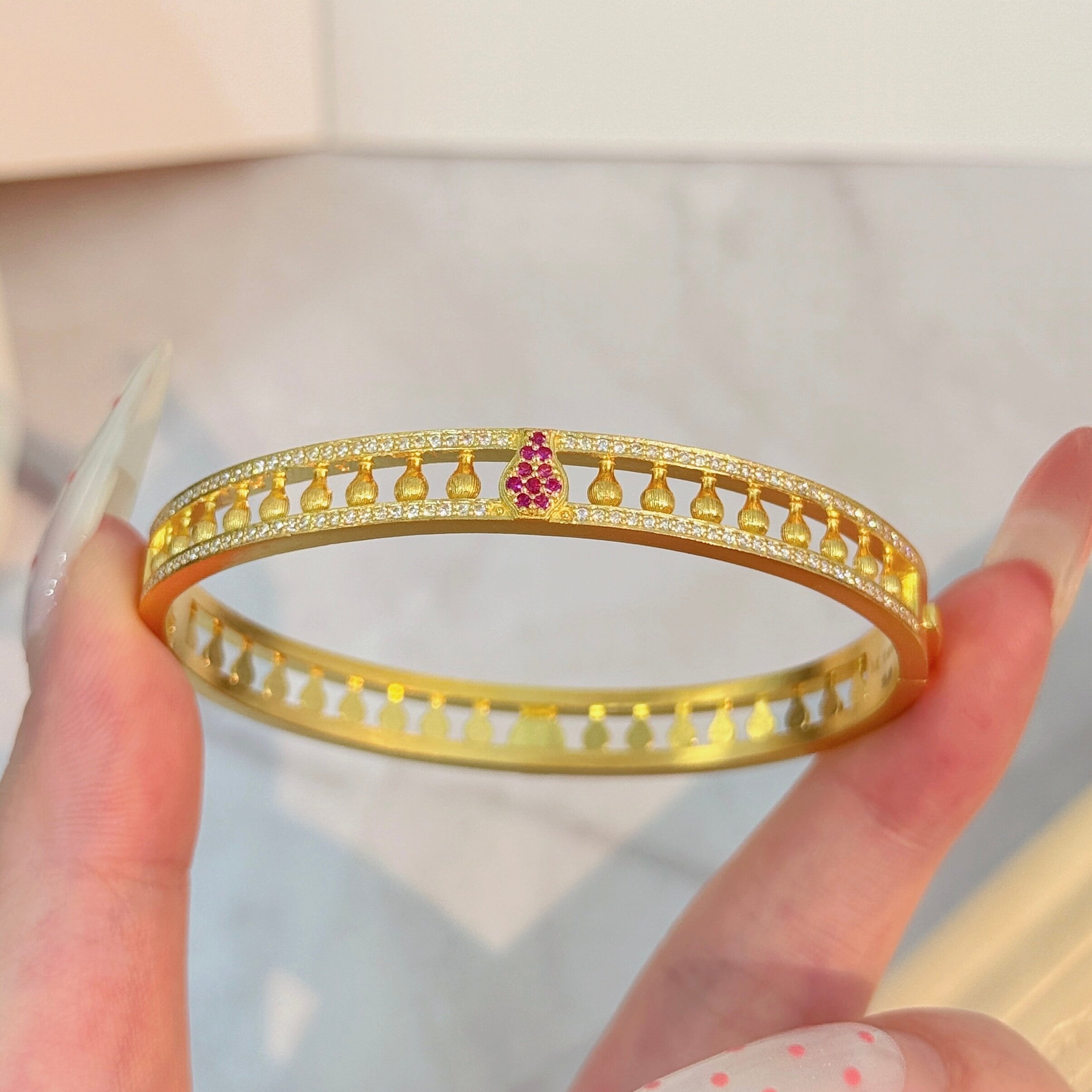 千夕 足金999路路平安宝瓶手镯黄金手镯女款情人节生日礼物送老婆