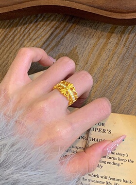 千夕足金9995D十字架戒黄金戒指女款送女友情人节生日礼物