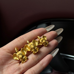 千夕 足金999拉丝金象黄金吊坠女款送女友七夕情人节新年生日礼物