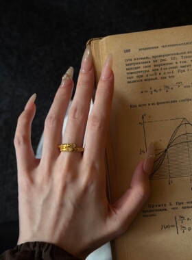 千夕 足金999金棱星戒黄金戒指女款求婚情人节生日礼物送女友
