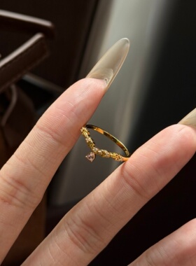 千夕足金9996D花枝粉水滴黄金戒指女款送女友七夕情人节生日礼物