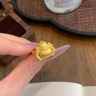 千夕足金9995D蝴蝶结葫芦戒黄金戒指女送女友七夕情人节生日礼物