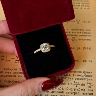 千夕足金999 5D满钻小方糖黄金戒指女款送女友七夕情人节生日礼物