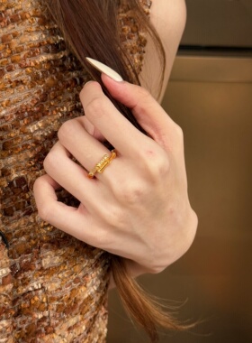 千夕足金999节节高升戒指黄金戒指女送女友七夕情人节生日礼物