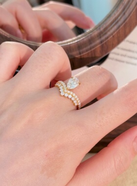 千夕 足金999天使皇冠戒黄金戒指女款求婚情人节生日礼物送女友