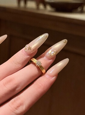 千夕足金9996D点钻柳叶戒黄金戒指女款送女友情人节生日礼物