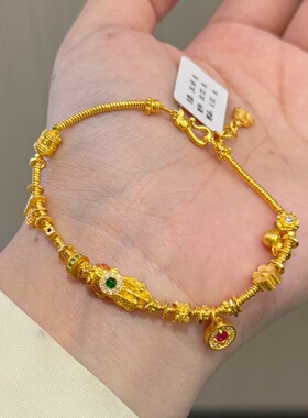 千夕 足金999多宝盘缠手链黄金手链女款情人节生日礼物送老婆女友