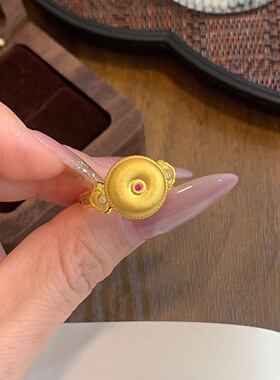 千夕足金9995D平安扣戒黄金戒指女款送女友七夕情人节生日礼物