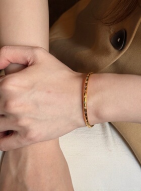 千夕 足金999细版糖彩手镯黄金手镯女情侣情人节生日礼物送女友