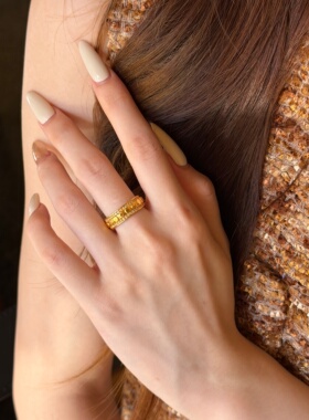 千夕足金999点钻浮光戒黄金戒指女款送女友七夕情人节生日礼物