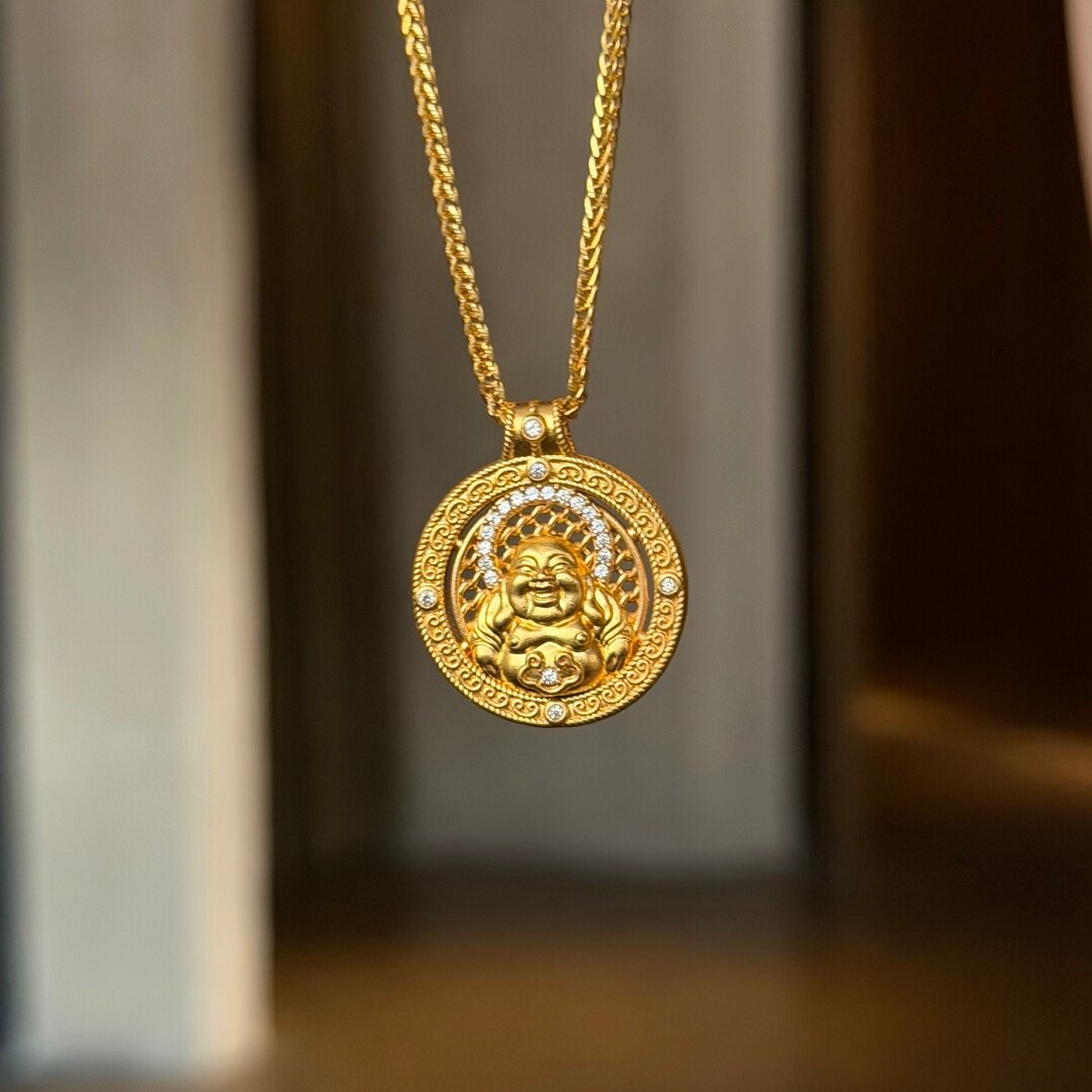 千夕 足金9995D如意弥勒佛黄金吊坠女款新年情人节生日礼物送女友