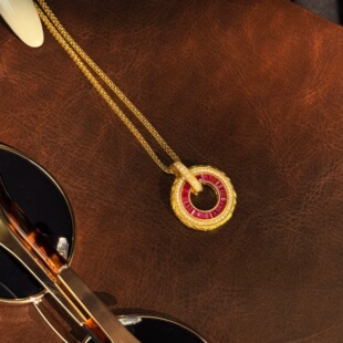 足金999绯红平安扣吊坠黄金吊坠送女友七夕情人节生日礼物 千夕