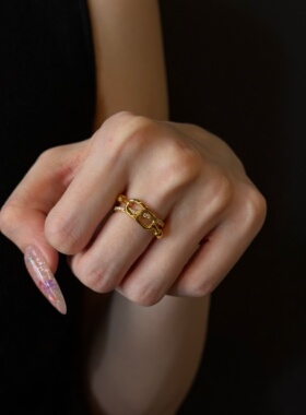 千夕 足金999交叉猪鼻戒黄金戒指女款求婚情人节生日礼物送女友