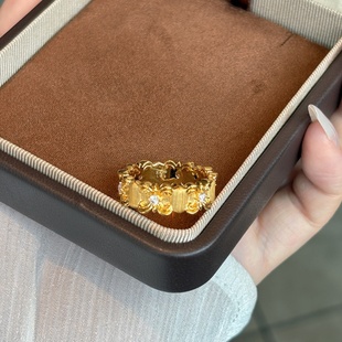 千夕 足金999 鸢尾花黄金戒指求婚戒指女款情人节生日礼物送女友