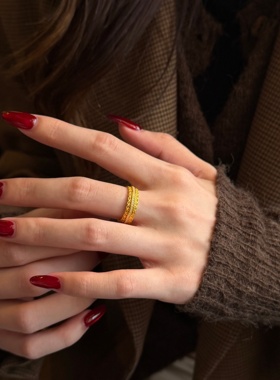 千夕足金999腰缠万贯戒指黄金戒指可爱女款情人节生日礼物送女友