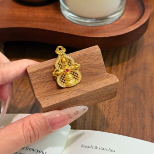 千夕 送女友情人节生日礼物 足金999金刚杵葫芦吊坠黄金吊坠女款