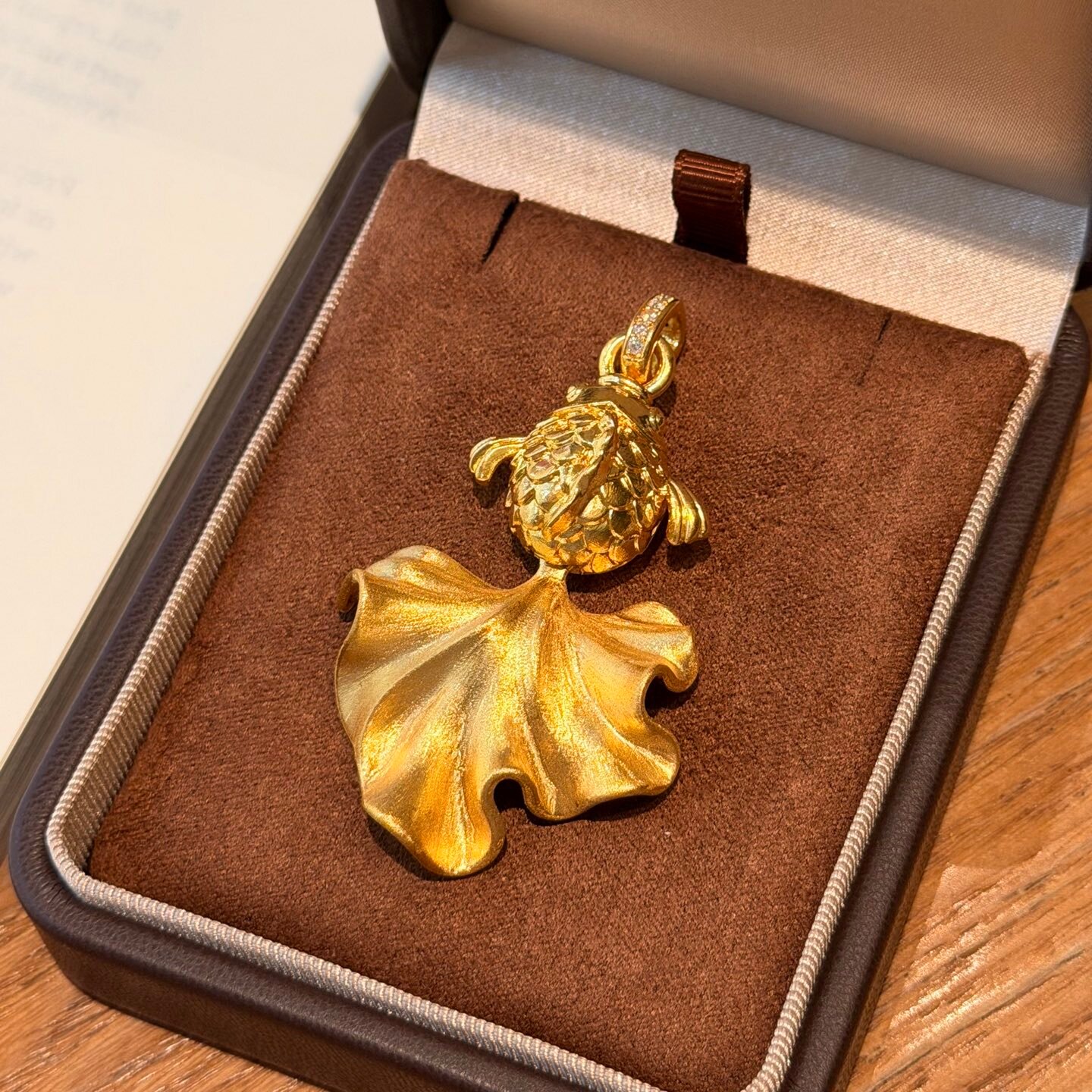 千夕 足金9995D富贵有鱼黄金吊坠女款情人节生日礼物送女友老婆