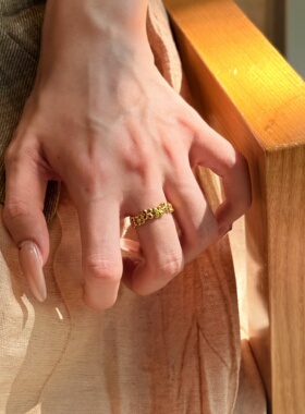 千夕足金999四叶草珐琅戒黄金戒指女款送女友七夕情人节生日礼物