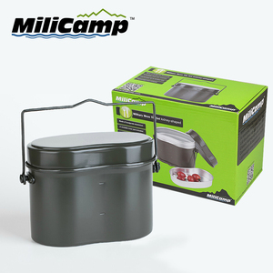milicamp户外野餐饭盒单兵德式单兵野营铝制饭盒便携式加热野餐锅