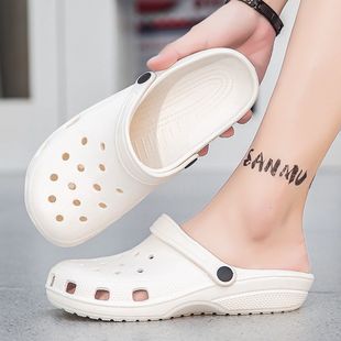 踩屎感软底防滑沙滩凉鞋 大码 外穿两用包头拖鞋 男女2025夏季 洞洞鞋