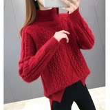 2310【高领菱形麻花毛衣】秋冬新款女士宽松韩版气质毛衣