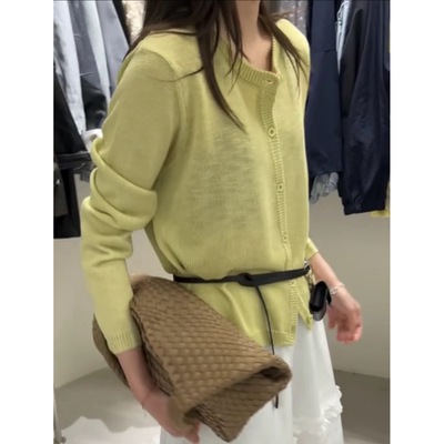 3112【圆领简约开衫】春夏新款针织衫宽松外穿薄款女士上衣