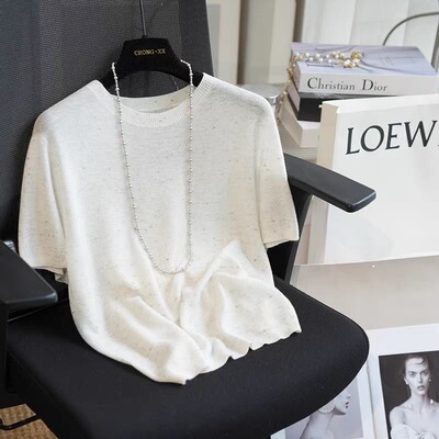 3331【一线成衣中袖针织衫】高货夏季新款女士五彩斑斓薄款上衣