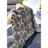 格子提花连帽毛衣 新民族风卫衣女款 针织帽衫 2243 新款