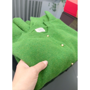 新款 秋季 气质毛衣女士宽松针织上衣 温柔软糯小金豆开衫 3706