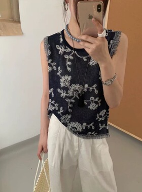 3319【不费力穿搭提花流苏背心】春季新款韩版女士简约气质上衣
