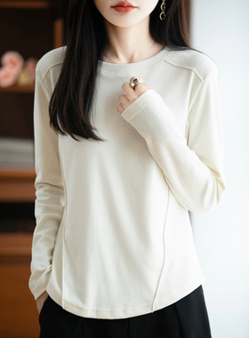 3575【德绒针织长袖T】好品质高弹无束缚圆领打底上衣