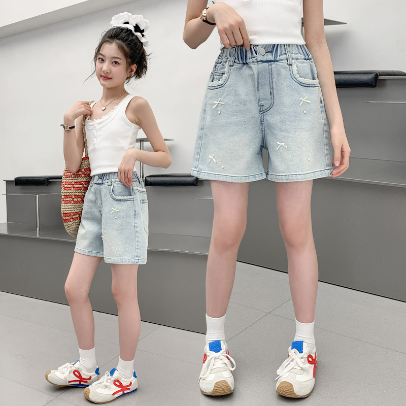 女童牛仔短裤夏季薄款2025新款儿童中大童女孩百搭外穿夏装洋气潮